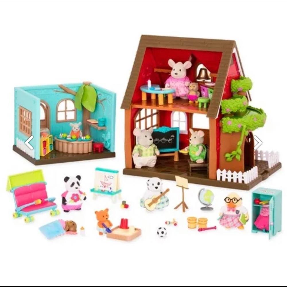 Rare Hard to find - Li'l Woodzeez Deluxe 2-Story School House 114 Pc Set-  NIB